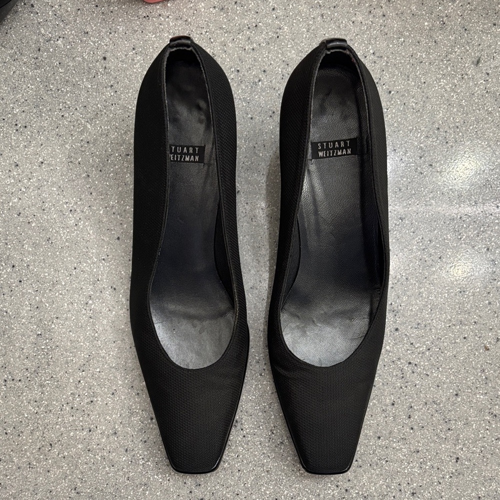 Stuart Weitzman Black Square-Toe Heels